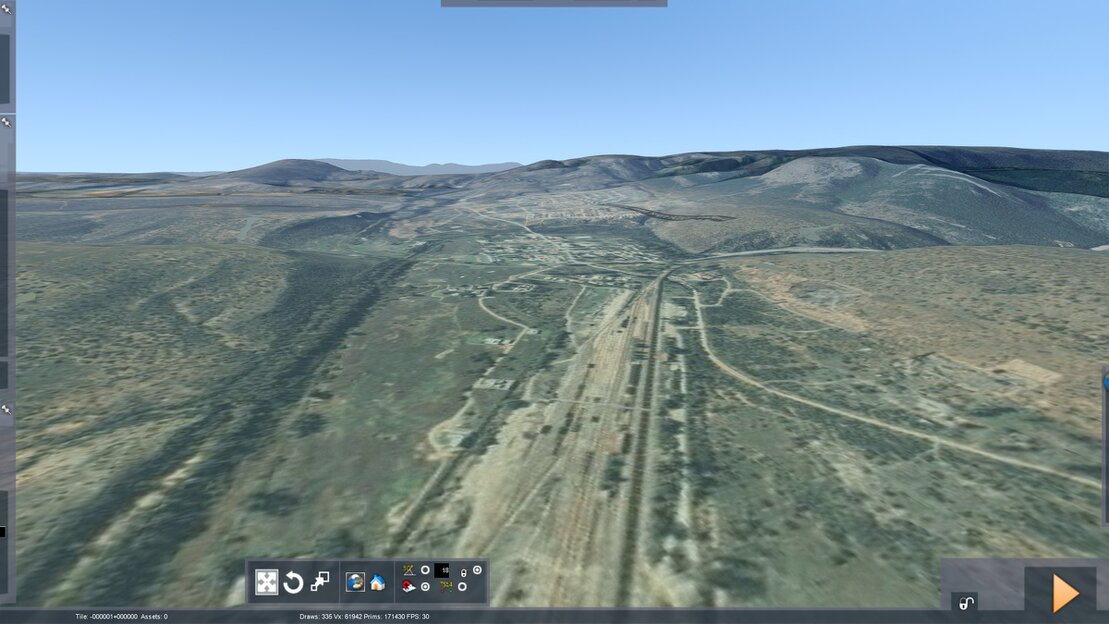 Trainz screenshot of a long South African freight at night