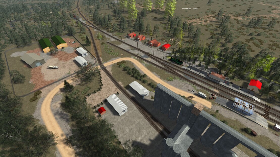 Trainz screenshot of a coastal South African branch line alongside the sea