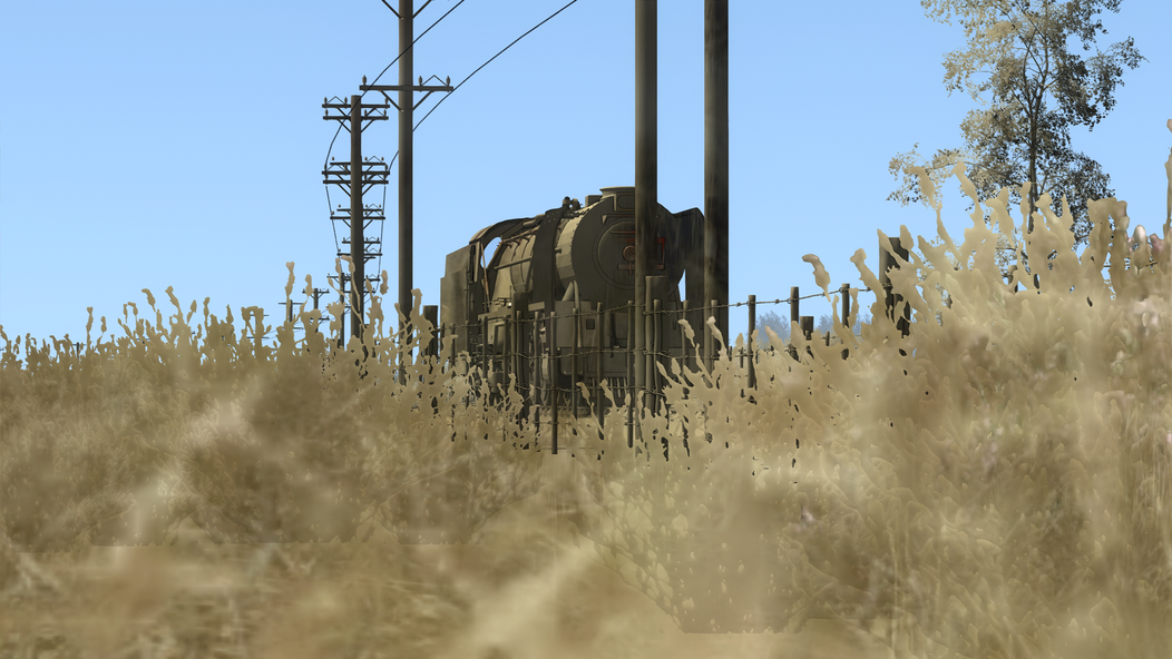 SAR Class 25NC steam locomotive hauling a passenger train in a simulator