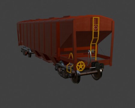Close-up render of a detailed 3D locomotive model used in a train simulator